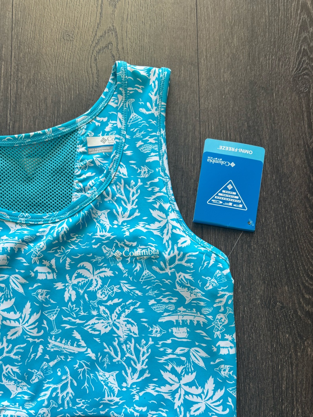 Columbia Turquoise Floral Racerback Swim Dress - Picture 3 of 5